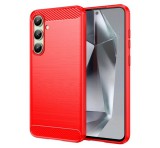 Gigapack Szilikon telefonvédő (ütésállóság, légpárnás sarok, szálcsiszolt, karbon minta) PIROS Samsung Galaxy S24 FE (SM-S721)