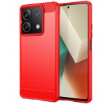 Gigapack Szilikon telefonvédő (ütésállóság, légpárnás sarok, szálcsiszolt, karbon minta) PIROS Xiaomi Redmi Note 13 5G