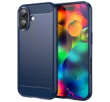 Gigapack Szilikon telefonvédő (ütésállóság, légpárnás sarok, szálcsiszolt, karbon minta) SÖTÉTKÉK Apple iPhone 17