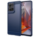 Gigapack Szilikon telefonvédő (ütésállóság, légpárnás sarok, szálcsiszolt, karbon minta) SÖTÉTKÉK Motorola Moto G75