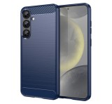 Gigapack Szilikon telefonvédő (ütésállóság, légpárnás sarok, szálcsiszolt, karbon minta) SÖTÉTKÉK Samsung Galaxy S25 Plus (SM-S936)