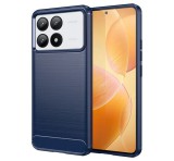 Gigapack Szilikon telefonvédő (ütésállóság, légpárnás sarok, szálcsiszolt, karbon minta) SÖTÉTKÉK Xiaomi Poco F6 Pro