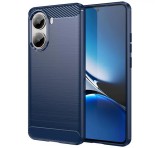 Gigapack Szilikon telefonvédő (ütésállóság, légpárnás sarok, szálcsiszolt, karbon minta) SÖTÉTKÉK Xiaomi Poco X7 Pro
