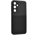 Gigapack Szilikon telefonvédő (ütésállóság, mágneses, bőr hatású hátlap, csíkos) FEKETE Samsung Galaxy A26 5G (SM-A266)