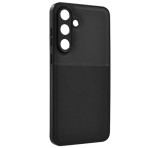 Gigapack Szilikon telefonvédő (ütésállóság, mágneses, bőr hatású hátlap, csíkos) FEKETE Samsung Galaxy S25 FE (SM-S731)