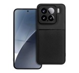 Gigapack Szilikon telefonvédő (ütésállóság, mágneses, bőr hatású hátlap, csíkos) FEKETE Xiaomi 15