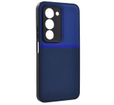 Gigapack Szilikon telefonvédő (ütésállóság, mágneses, bőr hatású hátlap, csíkos) SÖTÉTKÉK Xiaomi Redmi 15 5G