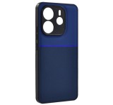 Gigapack Szilikon telefonvédő (ütésállóság, mágneses, bőr hatású hátlap, csíkos) SÖTÉTKÉK Xiaomi Redmi Note 14 4G