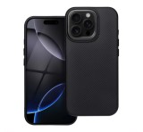 Gigapack Szilikon telefonvédő (ütésállóság, műanyag hátlap, MagSafe, karbon minta) FEKETE Apple iPhone 15 Pro