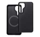 Gigapack Szilikon telefonvédő (ütésállóság, műanyag hátlap, MagSafe, karbon minta) FEKETE Samsung Galaxy S25 Plus (SM-S936)