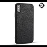 Gigapack Szilikon telefonvédő (valódi bőr bevonat) FEKETE [Apple iPhone XS 5.8] (5996457894635) - Telefontok