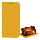 Gigapack T Phone 2 5G tok álló, bőr hatású (flip, oldalra nyíló, asztali tartó, kártyazseb, textil hatás) sárga