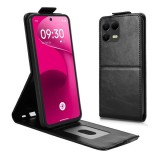 Gigapack T Phone 3 Pro 5G tok álló, bőr hatású (flip, lefelé nyíló, szilikon tartó, kártyatartó) fekete