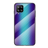 Gigapack Telefonvédő Samsung Galaxy A42 (SM-A425F) szilikon keret (BUMPER, edzett üveg hátlap, karbon minta) kék