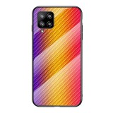 Gigapack Telefonvédő Samsung Galaxy A42 (SM-A425F) szilikon keret (BUMPER, edzett üveg hátlap, karbon minta) sárga