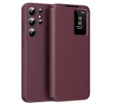 Gigapack Tok álló (aktív FLIP, oldalra nyíló, Smart View Cover) BORDÓ Samsung Galaxy S25 Ultra (SM-S938)