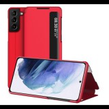 Gigapack Tok álló, bőr hatású (aktív FLIP, oldalra nyíló, asztali tartó funkció, hívószámkijelzés, View Window) PIROS [Samsung Galaxy S21 Plus (SM-G996) 5G] (5996591037264)
