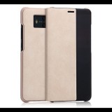 Gigapack Tok álló, bőr hatású (aktív FLIP, oldalra nyíló, Smart View Cover) ARANY [Huawei Mate 10] (5996457739615) - Telefontok