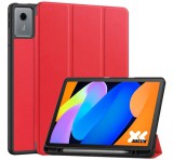 Gigapack Tok álló, bőr hatású (aktív FLIP, oldalra nyíló, TRIFOLD, asztali tartó, ceruza tartó) PIROS Lenovo Idea Tab (TB336ZU) 5G