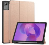 Gigapack Tok álló, bőr hatású (aktív FLIP, oldalra nyíló, TRIFOLD, asztali tartó, ceruza tartó) ROZÉARANY Lenovo Idea Tab Plus (TB361FU)