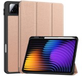 Gigapack Tok álló, bőr hatású (aktív FLIP, oldalra nyíló, TRIFOLD, asztali tartó, ceruza tartó) ROZÉARANY Xiaomi Pad 7 Pro, Pad 7