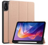 Gigapack Tok álló, bőr hatású (aktív FLIP, oldalra nyíló, TRIFOLD, asztali tartó, ceruza tartó) ROZÉARANY Xiaomi Redmi Pad 2
