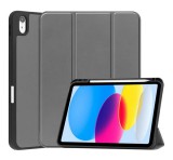 Gigapack Tok álló, bőr hatású (aktív FLIP, oldalra nyíló, TRIFOLD, asztali tartó, ceruza tartó) SÖTÉTSZÜRKE Apple IPAD 10.9 (2022)