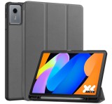Gigapack Tok álló, bőr hatású (aktív FLIP, oldalra nyíló, TRIFOLD, asztali tartó, ceruza tartó) SÖTÉTSZÜRKE Lenovo Idea Tab (TB336ZU) 5G