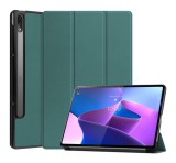 Gigapack Tok álló, bőr hatású (aktív FLIP, oldalra nyíló, TRIFOLD, asztali tartó, ceruza tartó) SÖTÉTZÖLD Lenovo Tab P12 Pro (TB-Q706F)