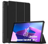 Gigapack Tok álló, bőr hatású (aktív FLIP, oldalra nyíló, TRIFOLD, asztali tartó) FEKETE Lenovo Tab M10 (TB-328)