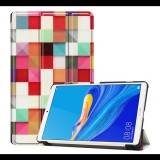 Gigapack Tok álló, bőr hatású (aktív FLIP, oldalra nyíló, TRIFOLD asztali tartó funkció, kockás) SZÍNES [Huawei MediaPad M6 8.4 WIFI] (5996457898527) - Tablet tok