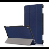 Gigapack Tok álló, bőr hatású (aktív FLIP, oldalra nyíló, TRIFOLD asztali tartó funkció) SÖTÉTKÉK [Huawei Mediapad M5 10.1 Lite WIFI] (5996457940493) - Tablet tok