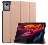 Gigapack Tok álló, bőr hatású (aktív FLIP, oldalra nyíló, TRIFOLD, asztali tartó) ROZÉARANY Lenovo Tab K11 Plus (TB352)