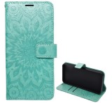 Gigapack Tok álló, bőr hatású (FLIP, oldalra nyíló, asztali tartó, csuklópánt, mandala) CYAN Xiaomi Redmi Note 13 4G