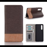 Gigapack Tok álló, bőr hatású (FLIP, oldalra nyíló, asztali tartó funkció, bankkártya tartó, textil minta) BARNA [Huawei P30] (5996457859894) - Telefontok
