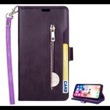 Gigapack Tok álló, bőr hatású (FLIP, oldalra nyíló, asztali tartó funkció, cipzáras pénztárca, csuklópánt) LILA [Apple iPhone XS Max 6.5] (5996457803903)