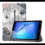 Gigapack Tok álló, bőr hatású (FLIP, oldalra nyíló, asztali tartó funkció, Eiffel torony minta) FEHÉR [Huawei MatePad T8 WIFI] (5996457973750) - Tablet tok