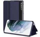 Gigapack Tok álló, bőr hatású (FLIP, oldalra nyíló, asztali tartó funkció, hívószámkijelzés, View Window) SÖTÉTKÉK Xiaomi Redmi Note 12 5G