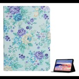 Gigapack Tok álló, bőr hatású (FLIP, oldalra nyíló, asztali tartó funkció, színes virág minta) VILÁGOSKÉK [Huawei Mediapad T5 10 WIFI] (5996457977291) - Tablet tok