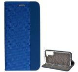Gigapack Tok álló, bőr hatású (FLIP, oldalra nyíló, asztali tartó funkció, textil minta) SÖTÉTKÉK Samsung Galaxy S22 5G (SM-S901)