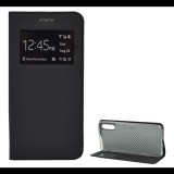 Gigapack Tok álló, bőr hatású (FLIP, oldalra nyíló, asztali tartó funkció, View Window) FEKETE [Huawei P20] (5996457763979) - Telefontok