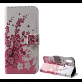 Gigapack Tok álló, bőr hatású (FLIP, oldalra nyíló, asztali tartó funkció, virág minta) FEHÉR [Huawei P20 Lite] (5996457760879) - Telefontok
