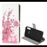 Gigapack Tok álló, bőr hatású (FLIP, oldalra nyíló, asztali tartó funkció, virág minta) FEHÉR [Huawei Y6p] (5996457973934) - Telefontok