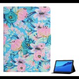 Gigapack Tok álló, bőr hatású (FLIP, oldalra nyíló, asztali tartó funkció, virág minta) VILÁGOSKÉK [Huawei Mediapad M5 10.1 Lite WIFI] (5996457977406) - Tablet tok