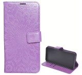 Gigapack Tok álló, bőr hatású (FLIP, oldalra nyíló, asztali tartó, kézpánt, mandala) LILA Xiaomi Redmi Note 15 5G