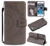 Gigapack Tok álló, bőr hatású (FLIP, oldalra nyíló, asztali tartó, kézpánt, mandala) SZÜRKE Apple iPhone 5S, iPhone 5, iPhone SE (2016)