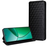 Gigapack Tok álló, bőr hatású (FLIP, oldalra nyíló, asztali tartó, teljes 3D rombusz, prémium) FEKETE Oppo A40M