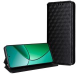 Gigapack Tok álló, bőr hatású (FLIP, oldalra nyíló, asztali tartó, teljes 3D rombusz, prémium) FEKETE Oppo Reno 13 F 5G