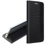 Gigapack Tok álló, bőr hatású (FLIP, oldalra nyíló, asztali tartó, textil minta) FEKETE Apple iPhone 16e