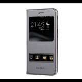 Gigapack Tok álló, bőr hatású (FLIP, oldalra nyíló, Dual View Window) EZÜST [Huawei P9 Lite Mini] (5996457739851) - Telefontok